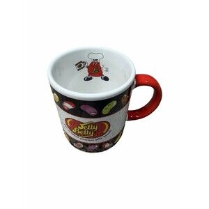 Vintage Jelly Belly Ceramic Coffee Mug Cup Mr. Jelly Belly Chef Red Handle